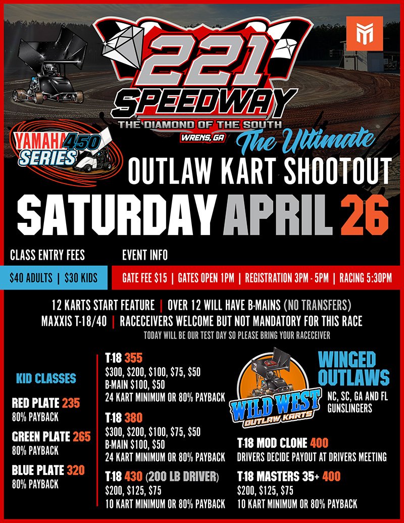 221 Outlaw Kart Shootout flyer